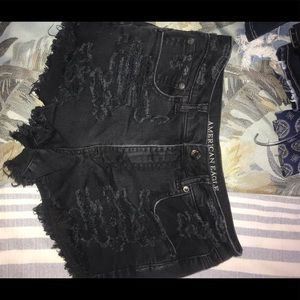 American Eagle Distressed Black Denim Shorts